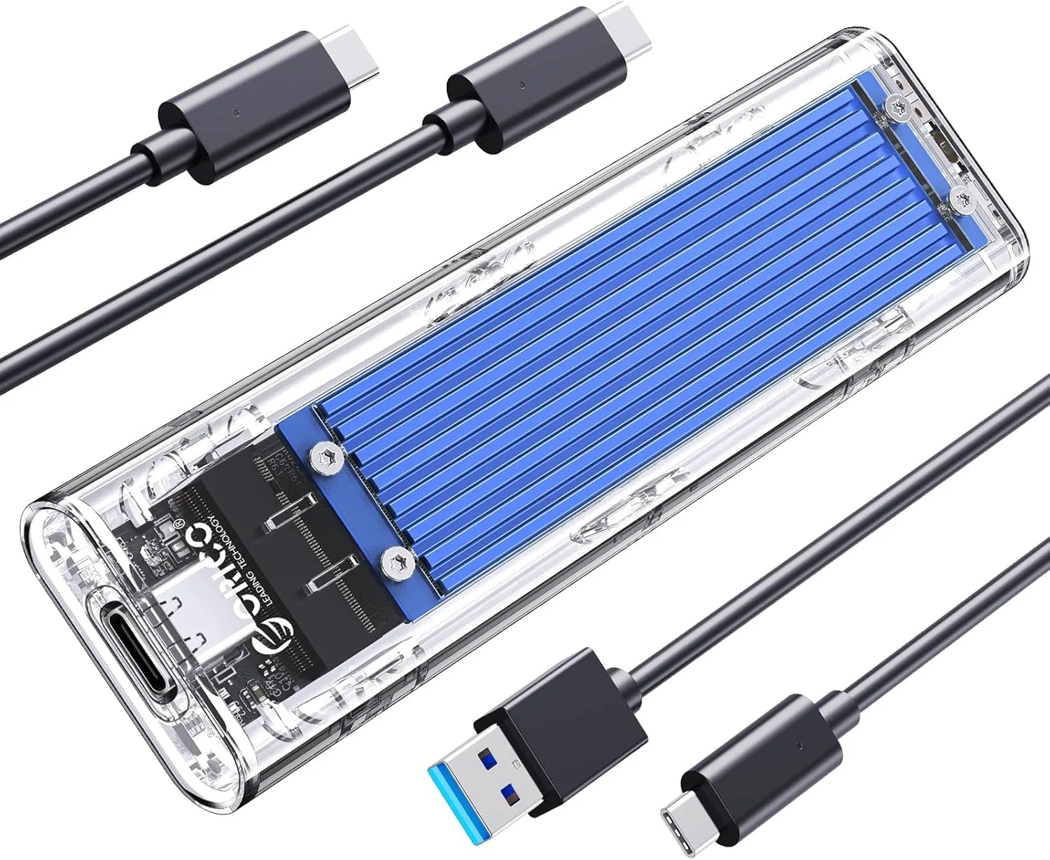 ORICO M.2 NVMe SSD Enclosure, USB 3.2 Gen 2 (10 Gbps), Transparent External Solid State Drive Adapter Enclosure