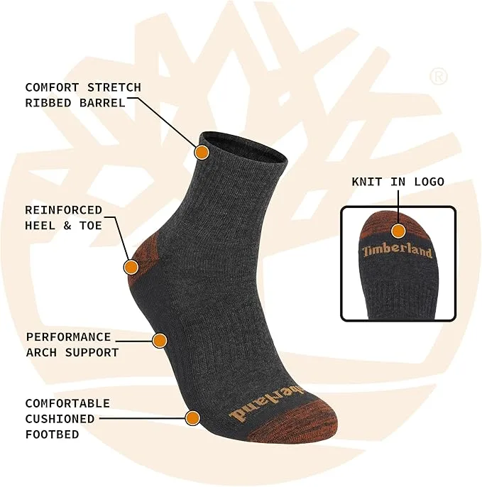 $7.25 | 6-Pairs Timberland Men's Comfort Quarter Arch Support Padded Cushion Socks (Denim, 7-12) at Amazon