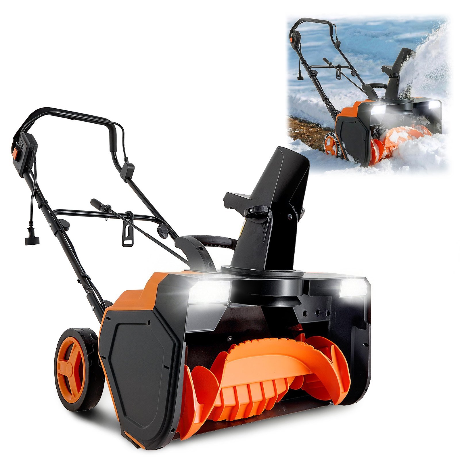 VEVOR Electric Snow Blower, 23 inch 15A Corded Snow Thrower with Dual LED Headlights & 180° Rotating Chute, 25FT Throwing Distance