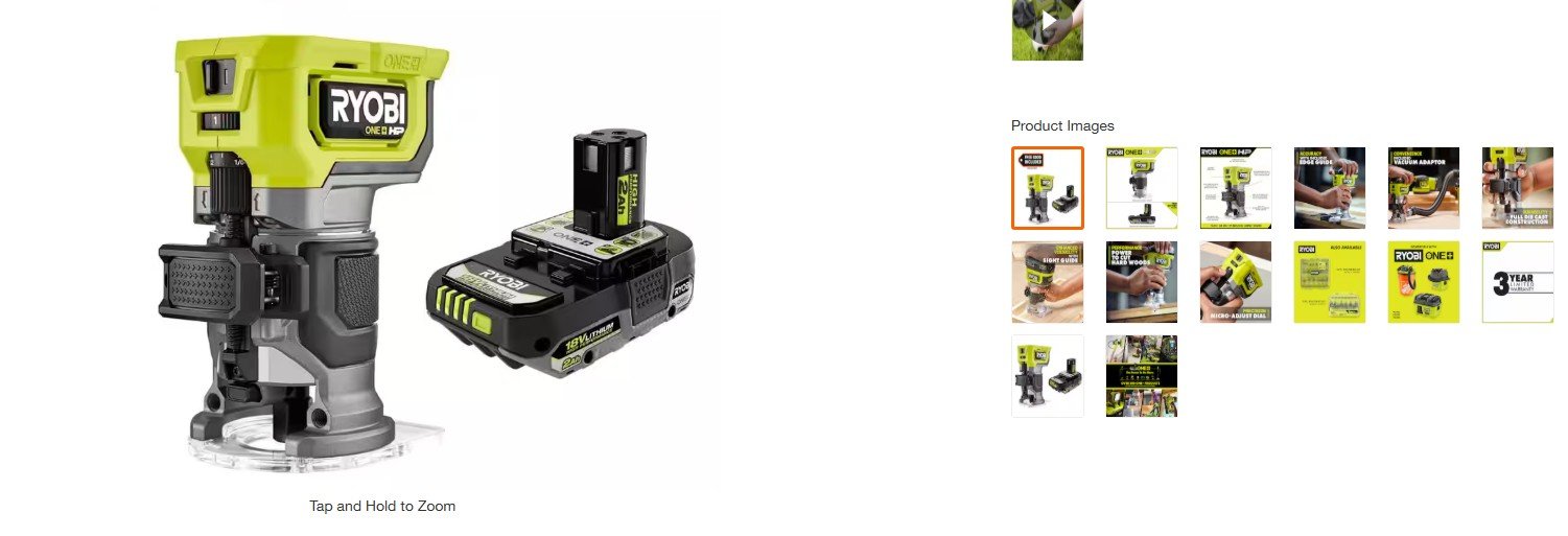 ONE+ HP 18V Brushless Cordless Compact Router with FREE 2.0 Ah HIGH PERFORMANCE Battery by RYOBI