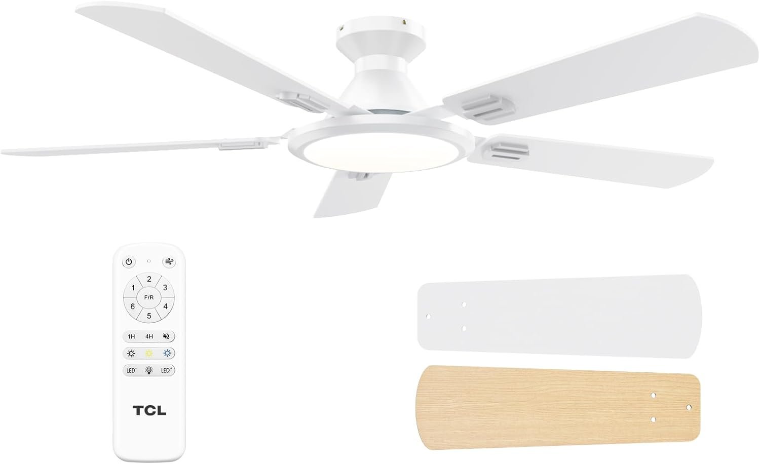 TCL Ceiling Fans with Lights, 52 Inch Low Profile Ceiling Fan