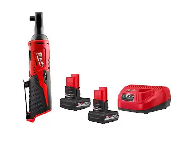 Milwaukee M12 12V 3/8" Cordless Ratchet Starter Kit w/ 2 Batteries – $199 (was $459, 57% off)
