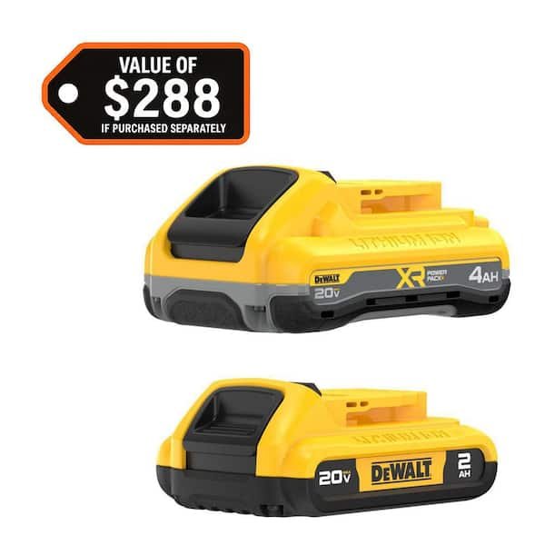 DEWALT 20V MAX 4.0Ah + 2.0Ah Lithium-Ion Battery 2-Pack (DCB224-2)