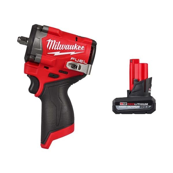 Milwaukee M12 FUEL 3/8 in. Stubby Impact Wrench with M12 XC High Output 5.0Ah Battery Pack