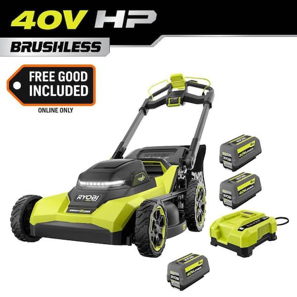 RYOBI 40V HP Brushless 21 in. Self-Propelled Mower w/ (3) 6.0Ah Batteries & Charger (RY40HPLM02K2-OP4060A1)
