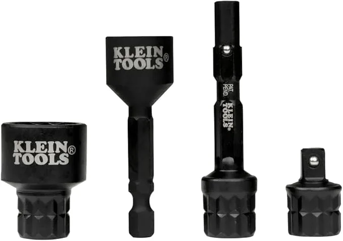 Klein Tools 65KADPS KNECT (S) Impact Socket Adapter Set, 4 Adapters for Ratchets, Impact Drivers and Flip Sockets, Fits 1/4-Inch Drive Tools