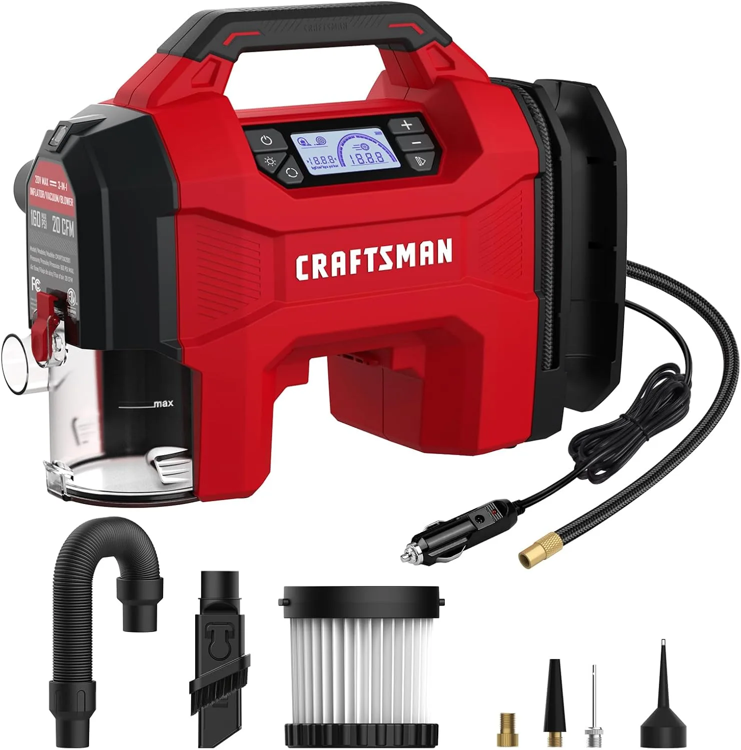 CRAFTSMAN Craftsman Cordless Inflator 20-volt Li-ion Air Inflator (Power Source: Battery/Car/Electric )