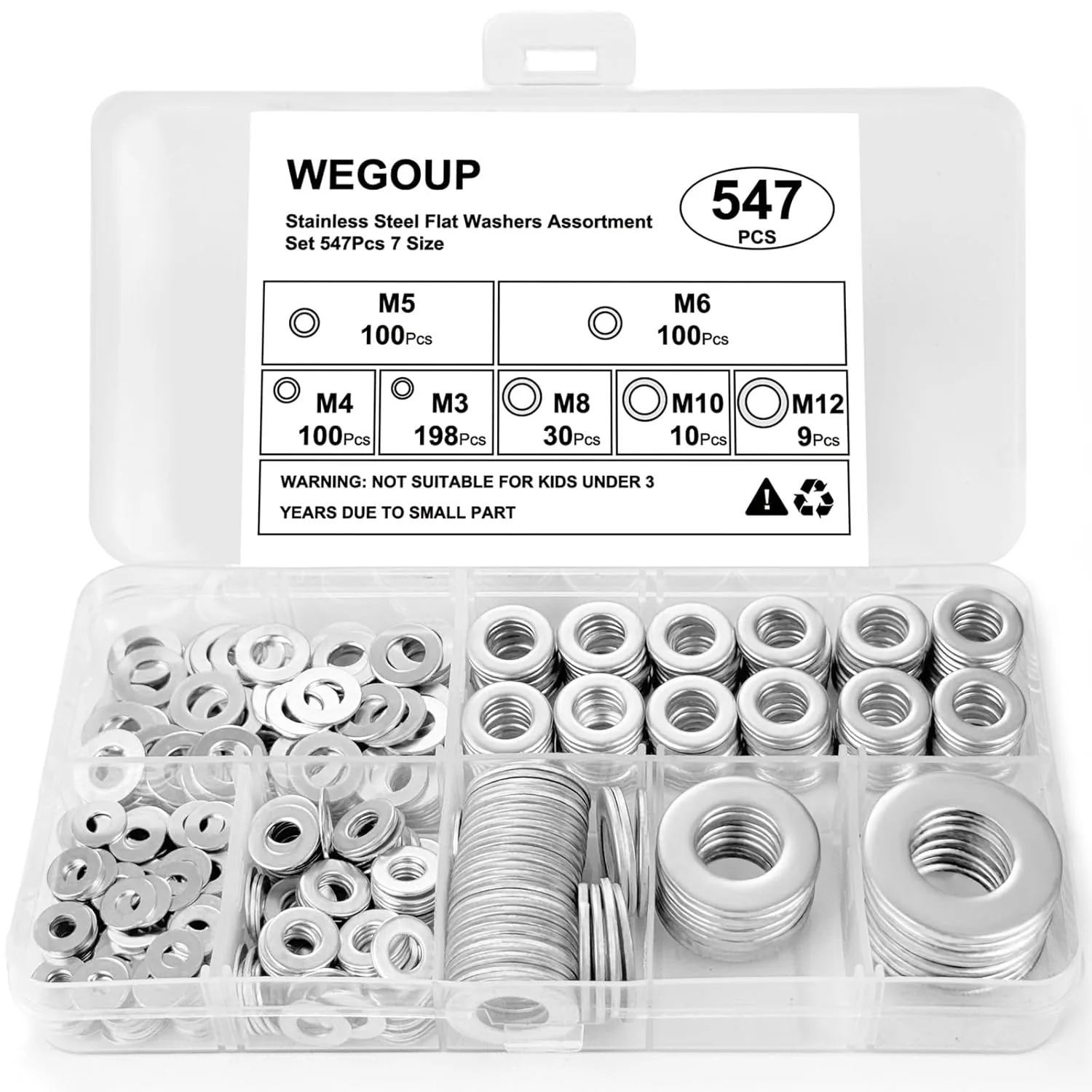 Kviceo Stainless Steel Flat Washers Assortment