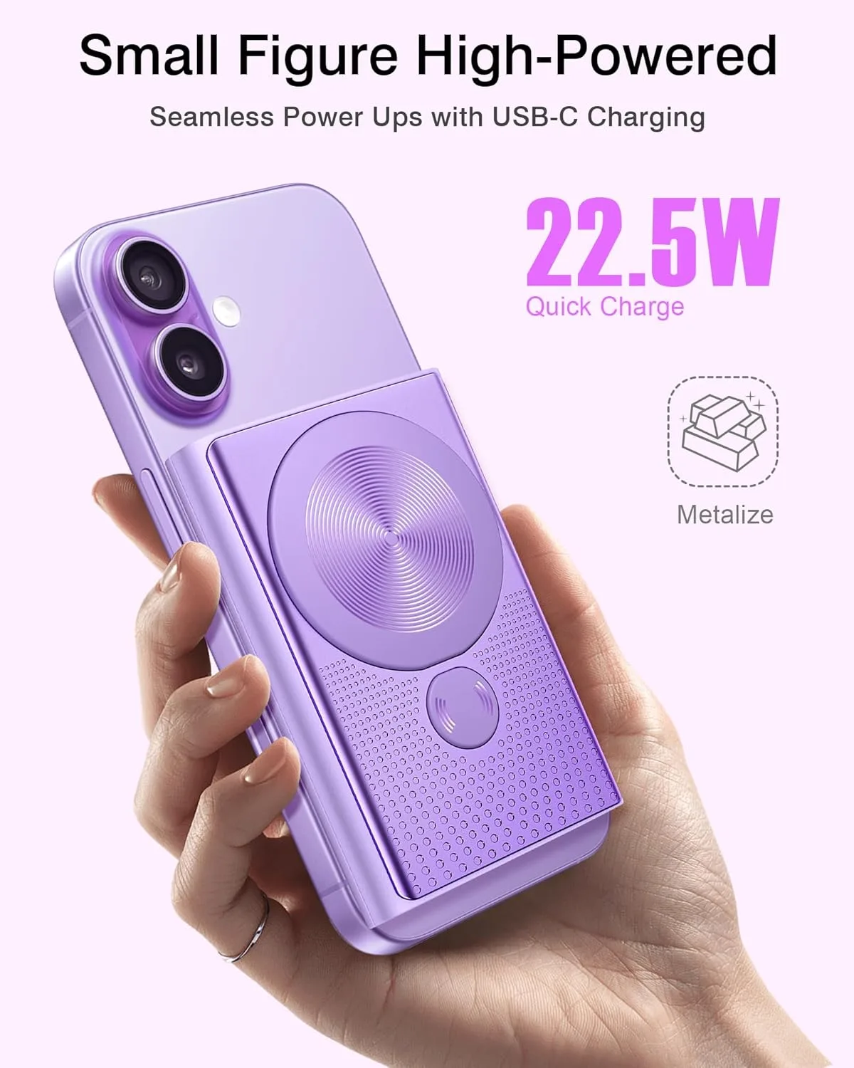 Kesguar Magnetic Portable Charger, 10000mAh 22.5W PD Super Fast Charging Wireless Power Bank